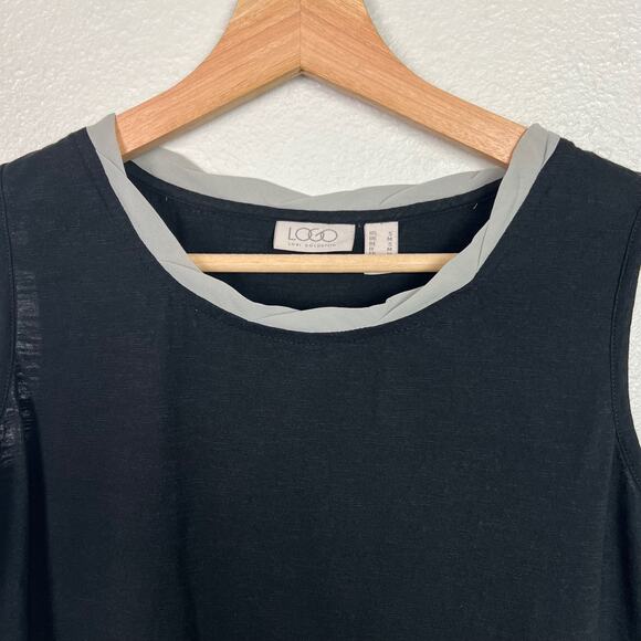 LOGO by Lori Goldstein Small Embellished Slub Knit Tank Tunic with Chiffon Trim - Picture 2 of 8